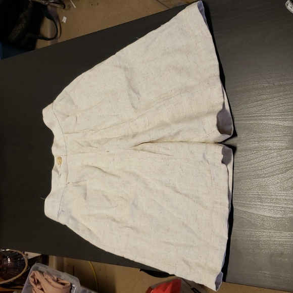 Francine Browner High-Waisted Linen Blend Oatmeal Speckled Shorts Retro Size 10 - Picture 3 of 10